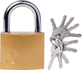 Keyed Padlock – Lock with 5 Keys – Large 2 Inch Size - Weatherproof Outdoor Solid Brass Lock with Hardened Steel Shackle