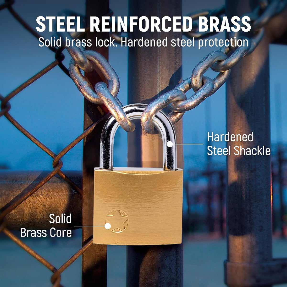 Keyed Padlock – Lock with 5 Keys – Large 2 Inch Size - Weatherproof Outdoor Solid Brass Lock with Hardened Steel Shackle